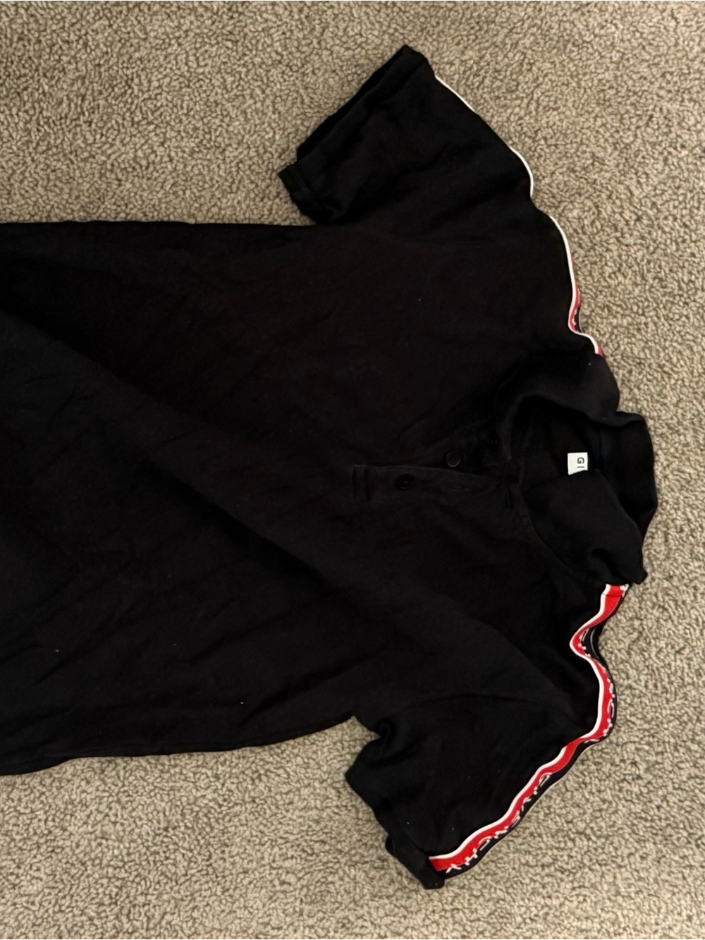 Givenchy Black Polo with Red and White Shoulder Trim